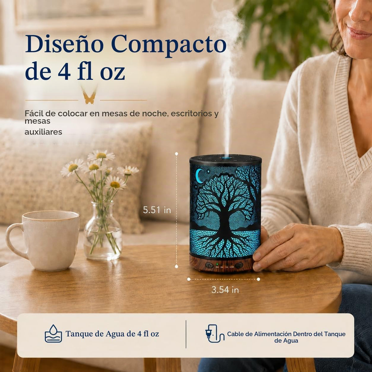 Difusor de aceite esencial, difusor de aromaterapia de 4.1 fl oz co...