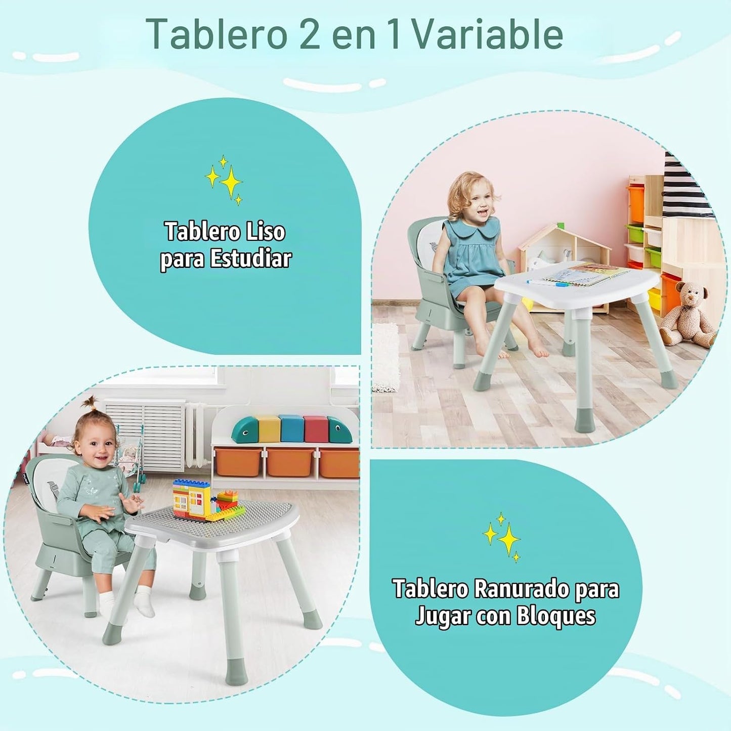 HONEY JOY Silla alta 8 en 1 para bebé, silla alta convertible para...