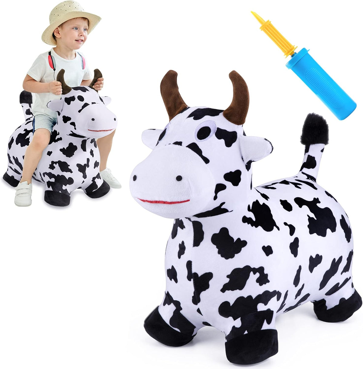 iPlay, iLearn Bouncy Pals Caballo Saltarín, Juguetes de Vaca Inflab...