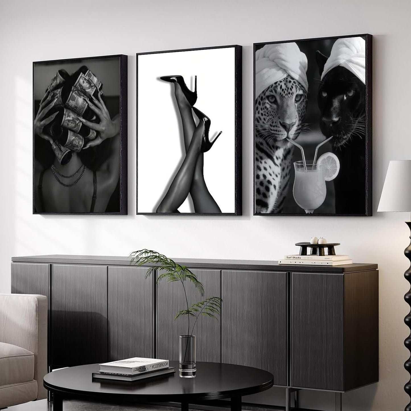 3 piezas de arte de pared de lona con diseño de leopardo moderno en...