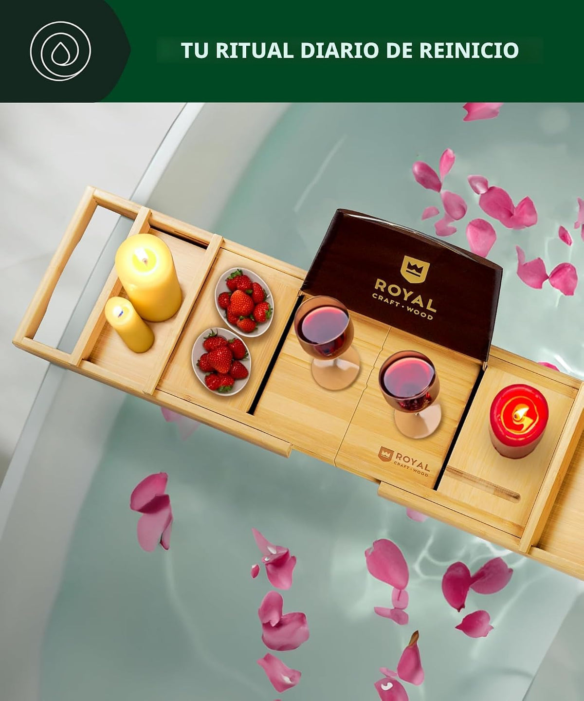 ROYAL CRAFT WOOD Bandeja de Caddy para Bañera de Bambú, Estante de...