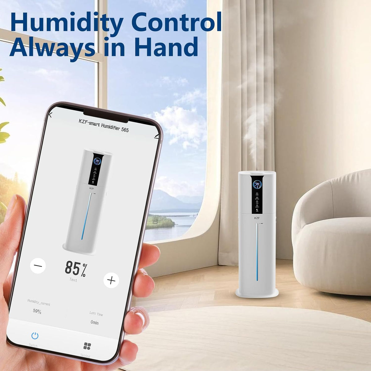 KZF Humidificadores inteligentes de 9L para dormitorio, habitación...