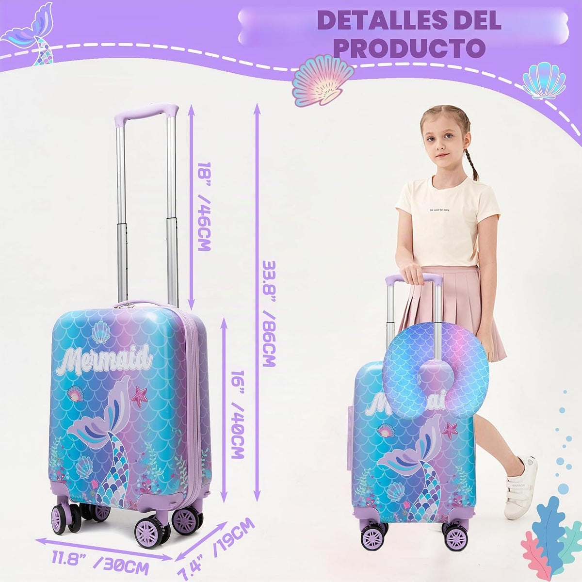 Inprof Juego de maletas para niños, 5 piezas, equipaje rígido de 16...