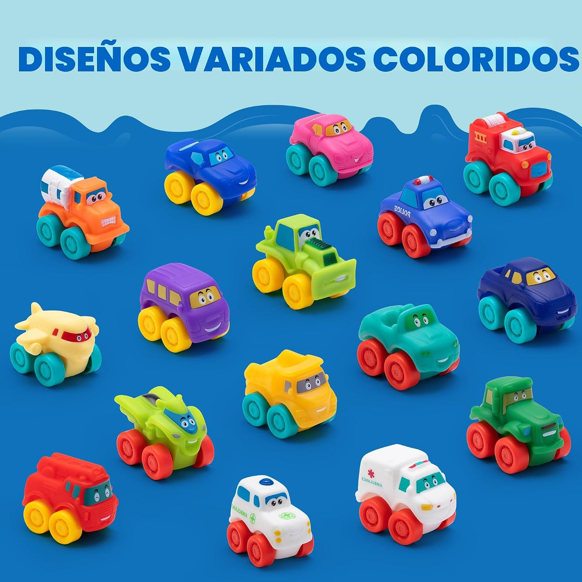 JOYIN Coches de dibujos animados, juego de autos de juguete de goma...