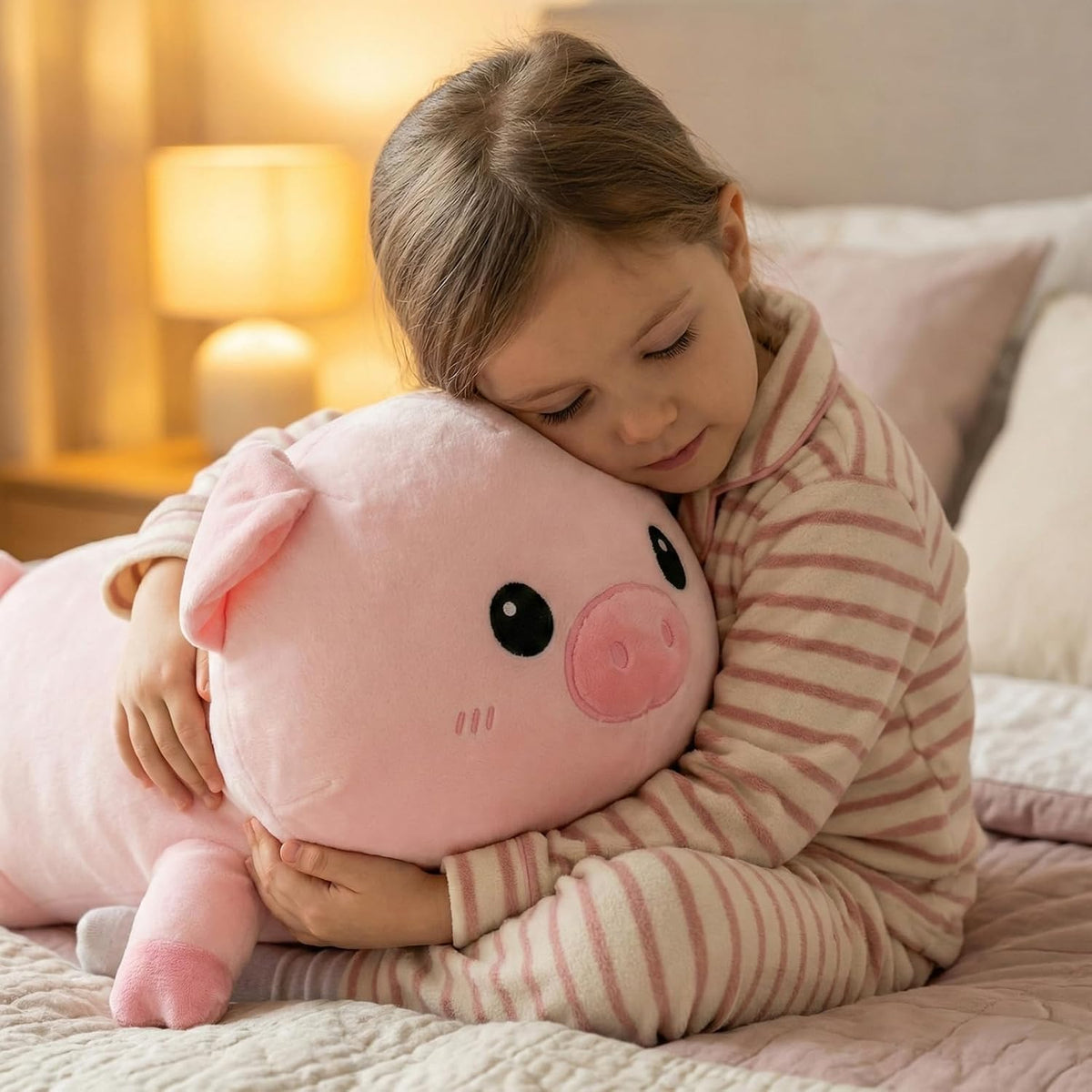 WEIGEDU - Lindo animal de peluche suave de cerdo rosa, 18 pulgadas...