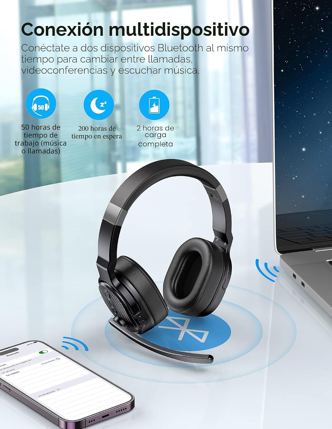 TECKNET Auriculares Bluetooth para Camioneros, Auriculares Inalámbr...