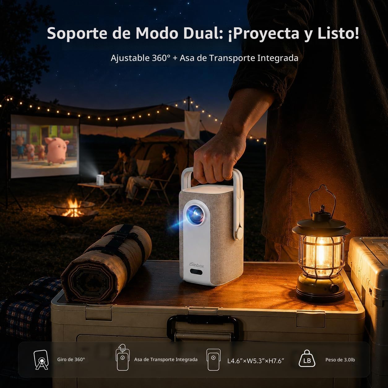 Proyector 4K para Exteriores [Lanzamiento Corto\/1200ANSI\/Aplicaci...