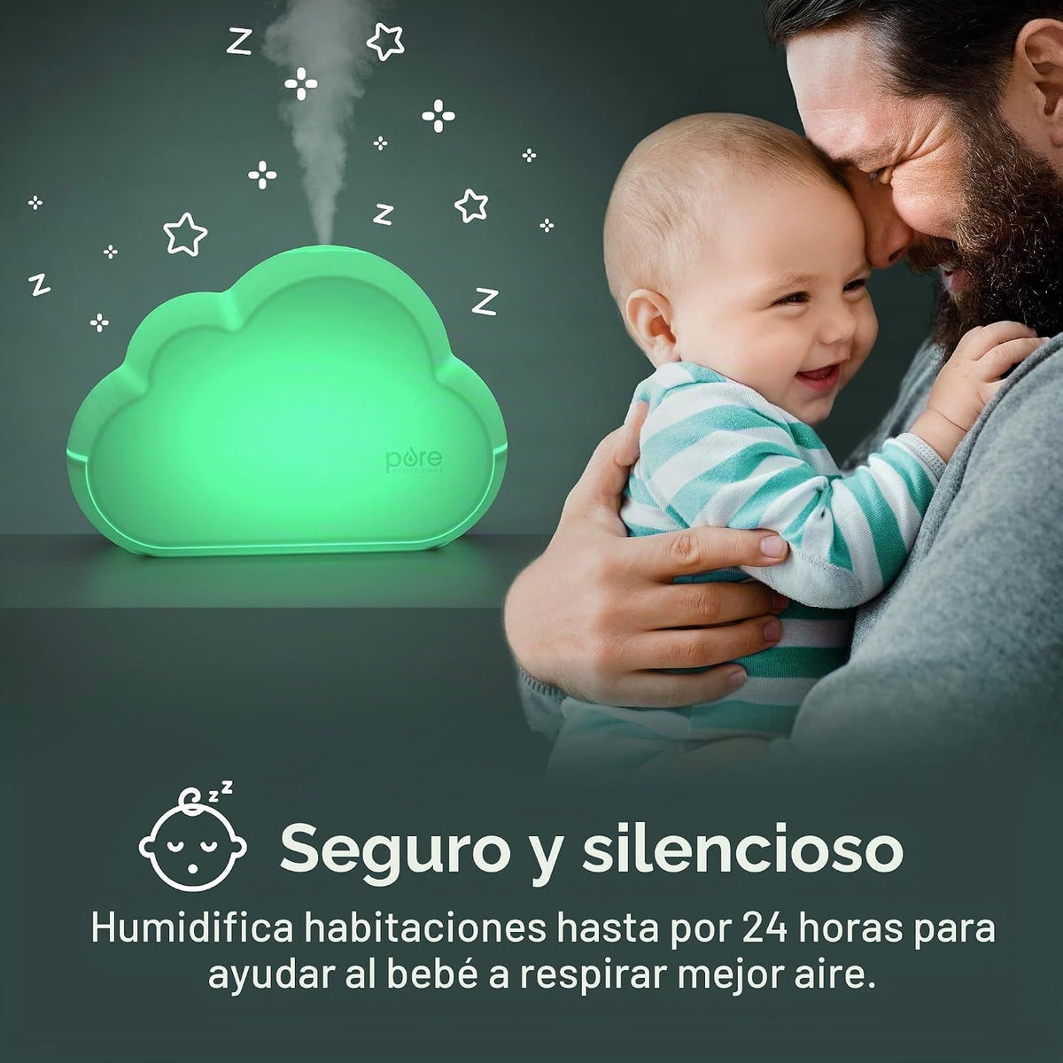Pure Enrichment PureBaby Cloud - Humidificador ultrasónico de niebl...