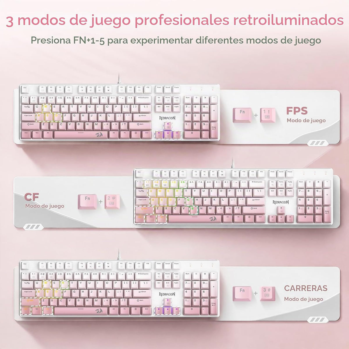 Redragon Teclado mecánico con cable K671GP | Teclado LED, 11 modos...