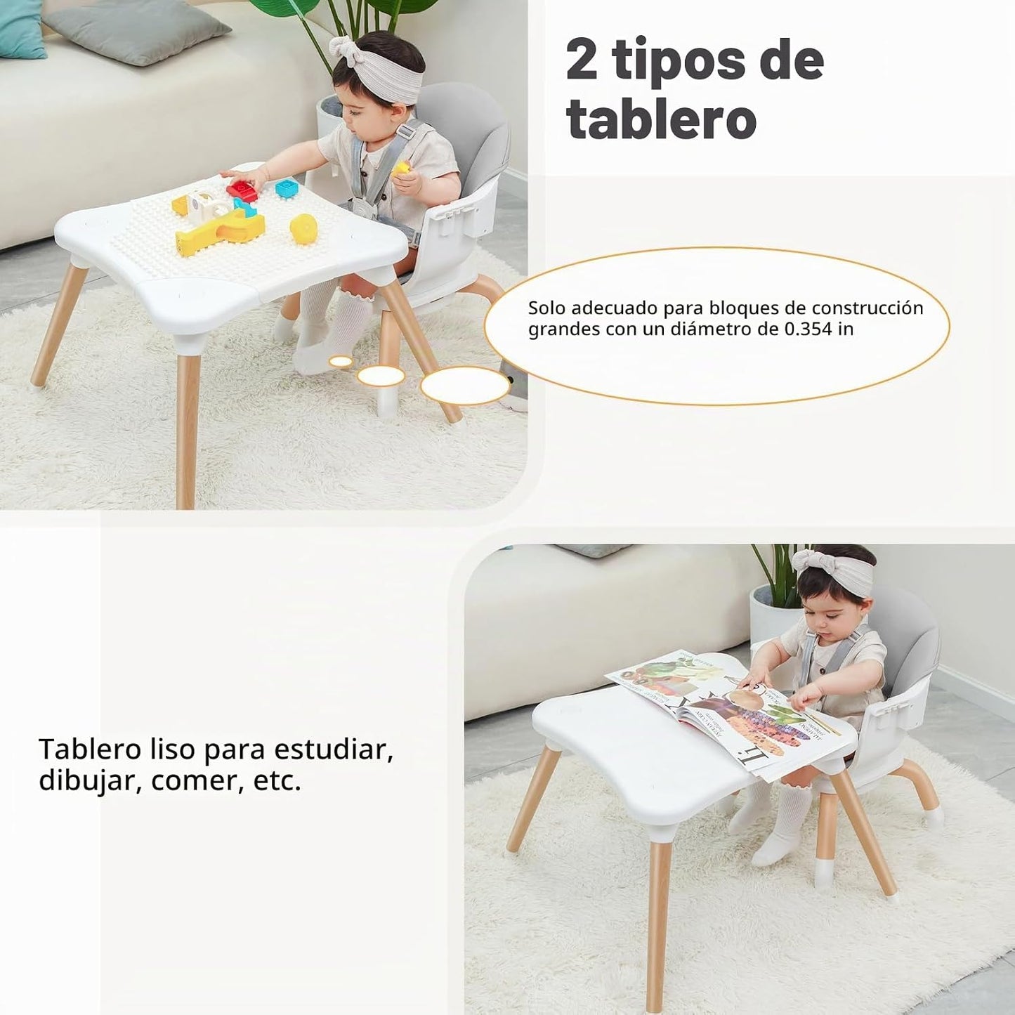 Komcot Silla alta para bebé, sillas altas convertibles 7 en 1 para...