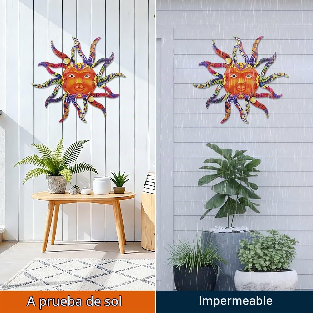 VEWOGARDEN Decoración de pared de sol para exteriores, 29 pulgadas,...