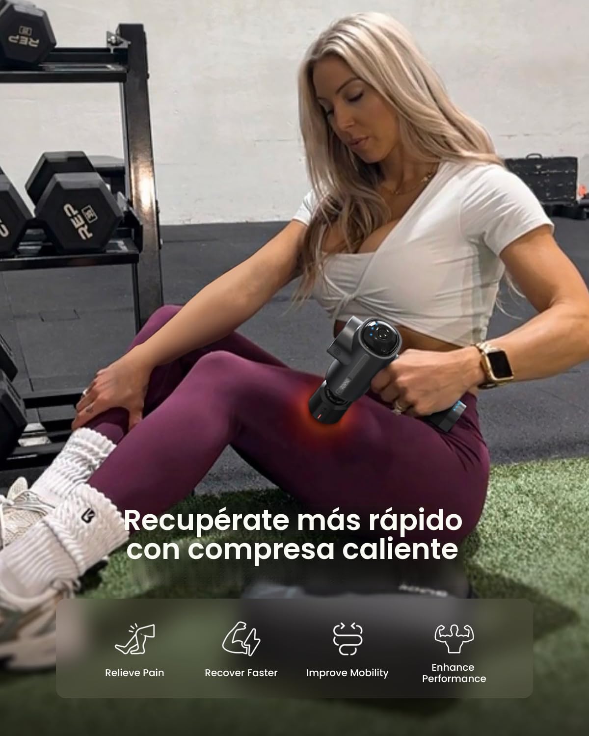 RENPHO Pistola de masaje Thermacool Active Deep Tissue con calor y...