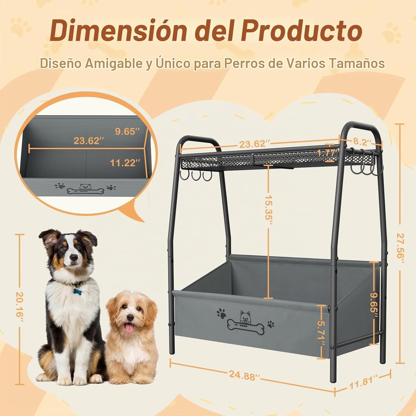 Lomivra Cesta grande de juguetes para perros (23.6 x 11.2 x 9.7 pul...