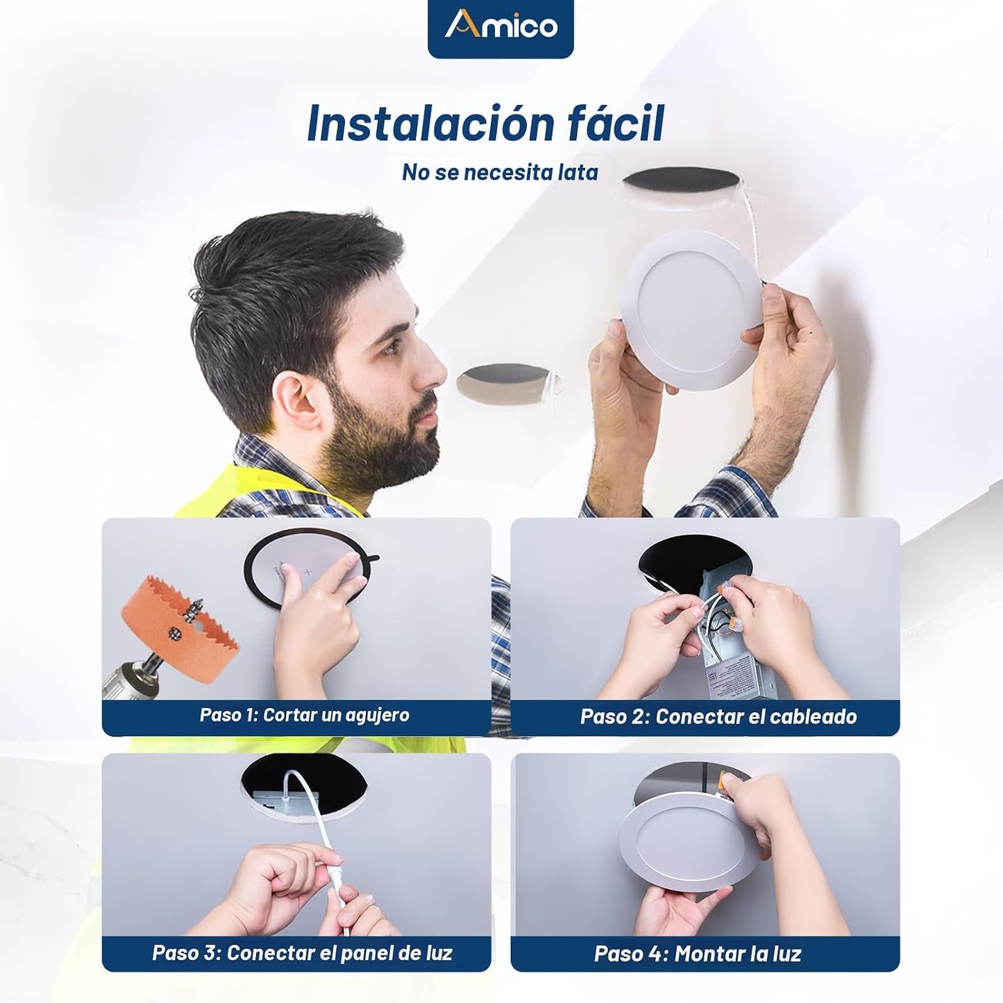 Amico paquete de 12 luces de techo empotrables ultrafinas de 6 pulg...