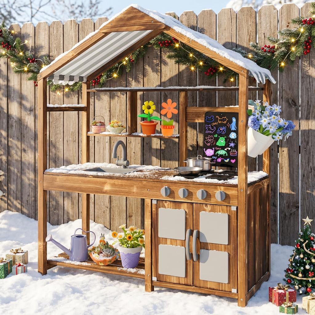 Costzon Cocina de Barro para Niños al Aire Libre, Cocina de Juego d...