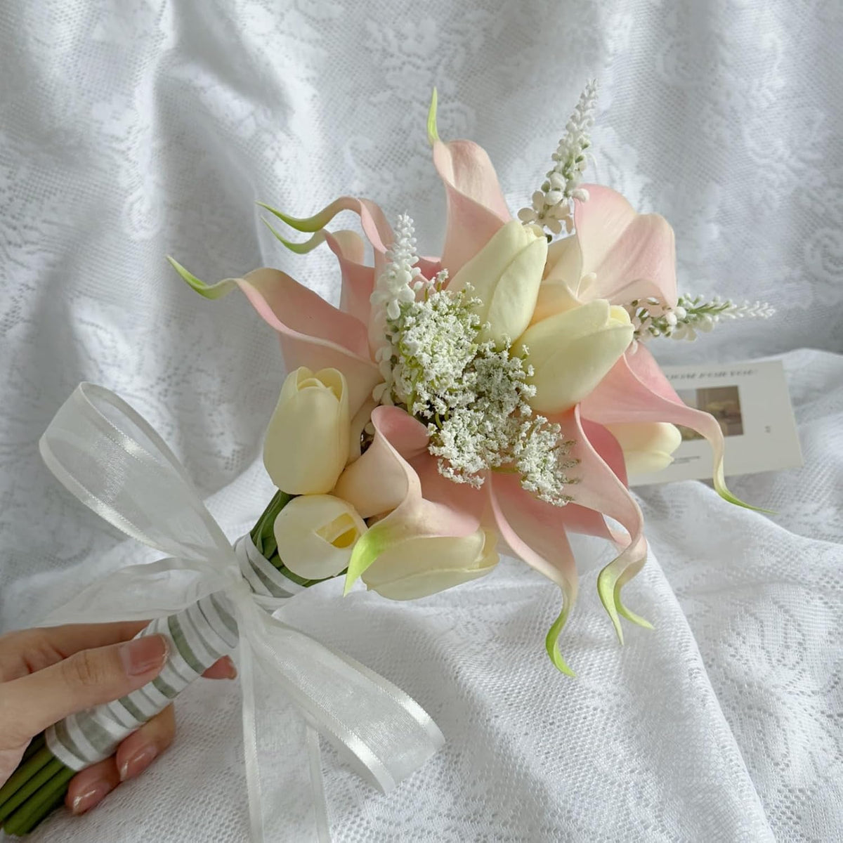 WYcYcW Ramo floral de 12 lirios artificiales con 8 tulipanes artifi...