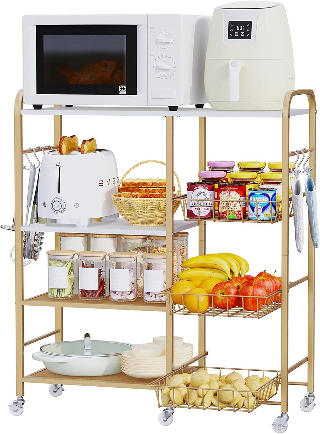 HapiRm Carrito de Cocina con Ruedas para Microondas - Soporte de Me...