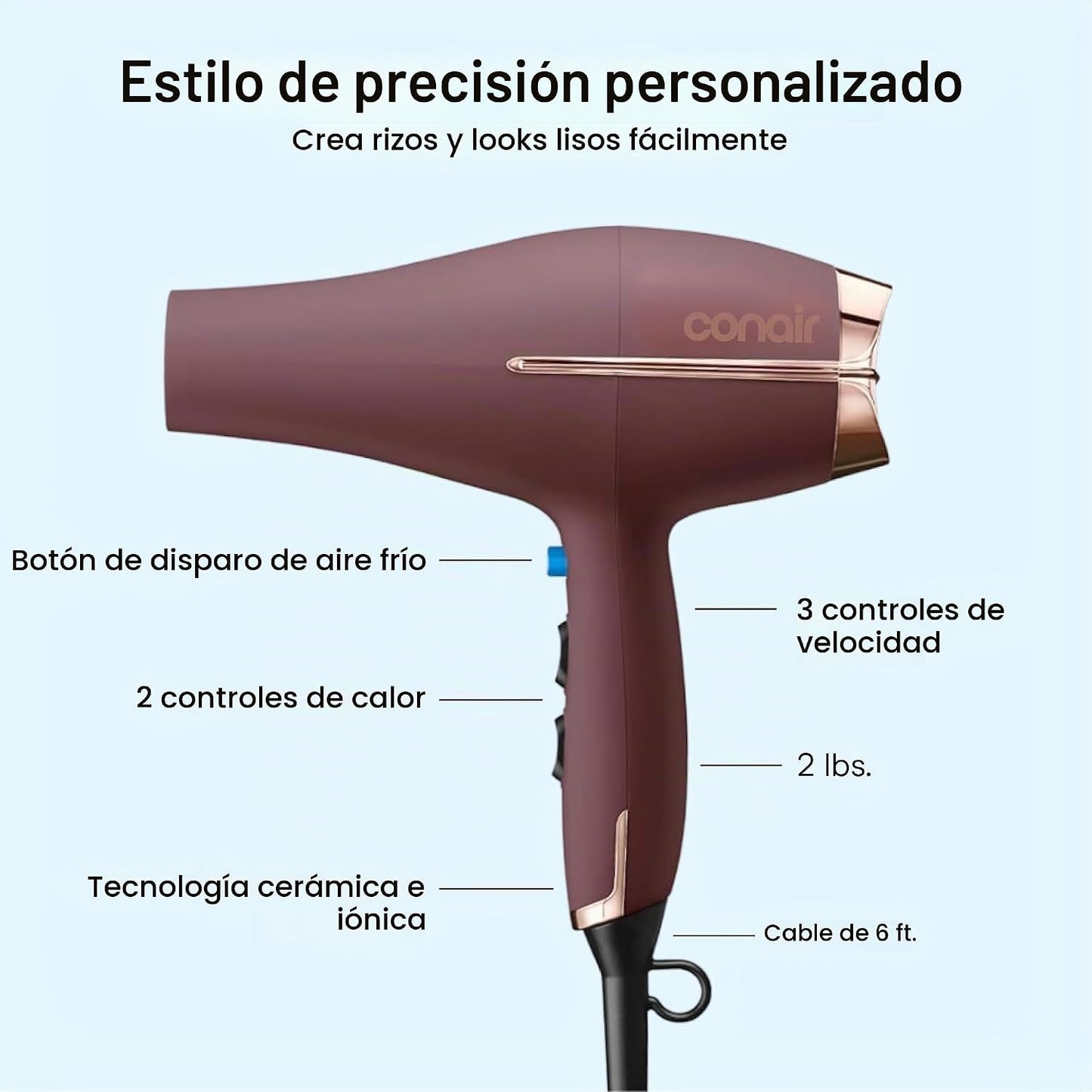 Conair Secador de pelo con difusor y concentrador, motor de CA de 1...