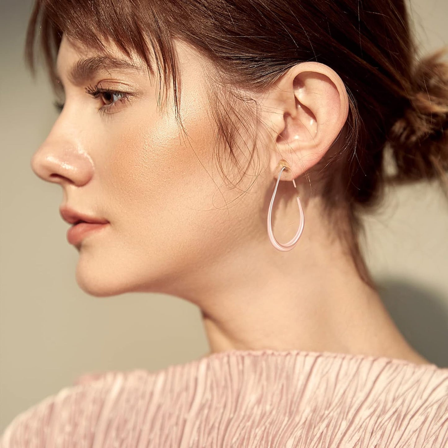 Aretes de aro ligeros con forma de lágrima para mujer, chapados en...