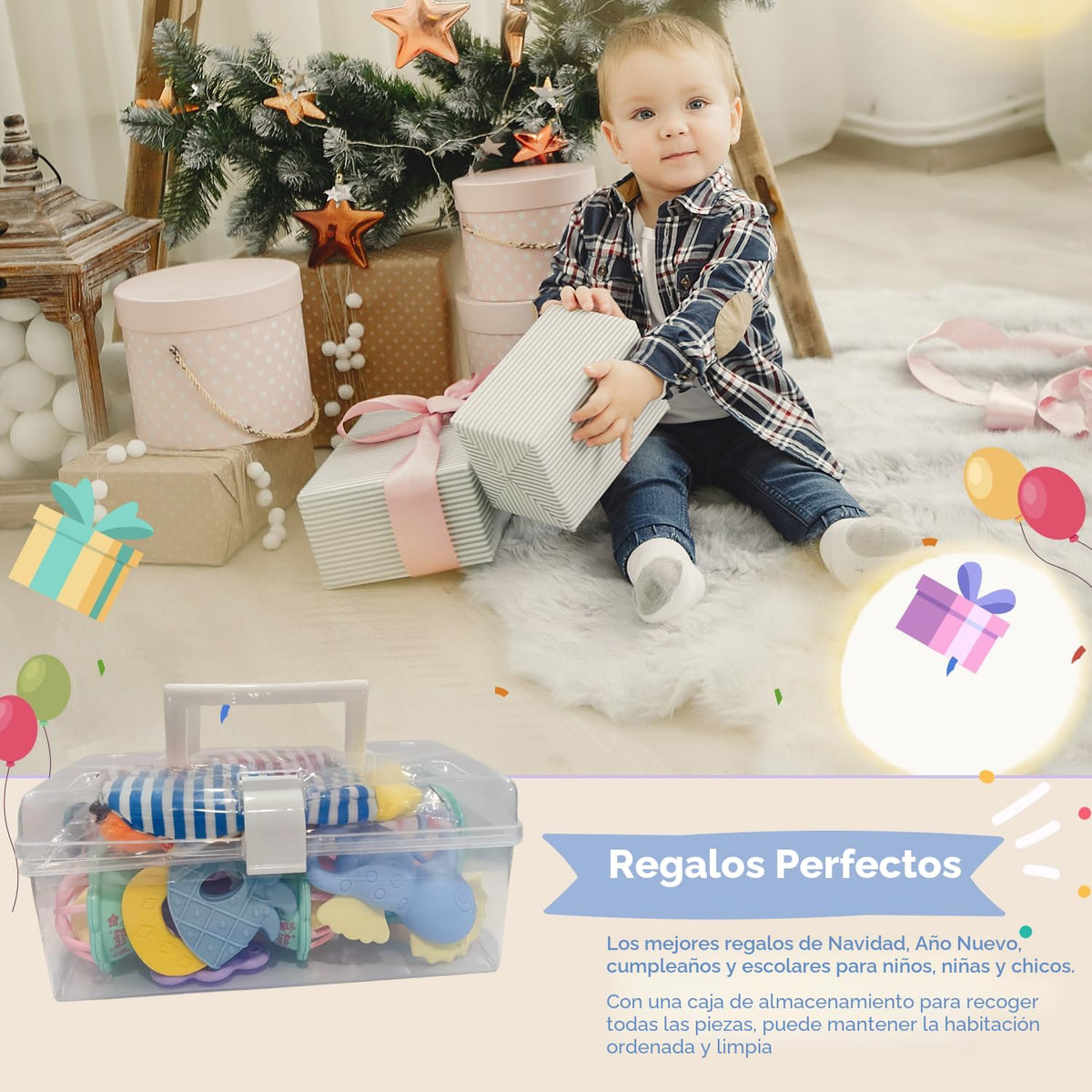 15 sonajeros para bebés de 0 a 6 meses, sonajeros de bebé sin BPA d...