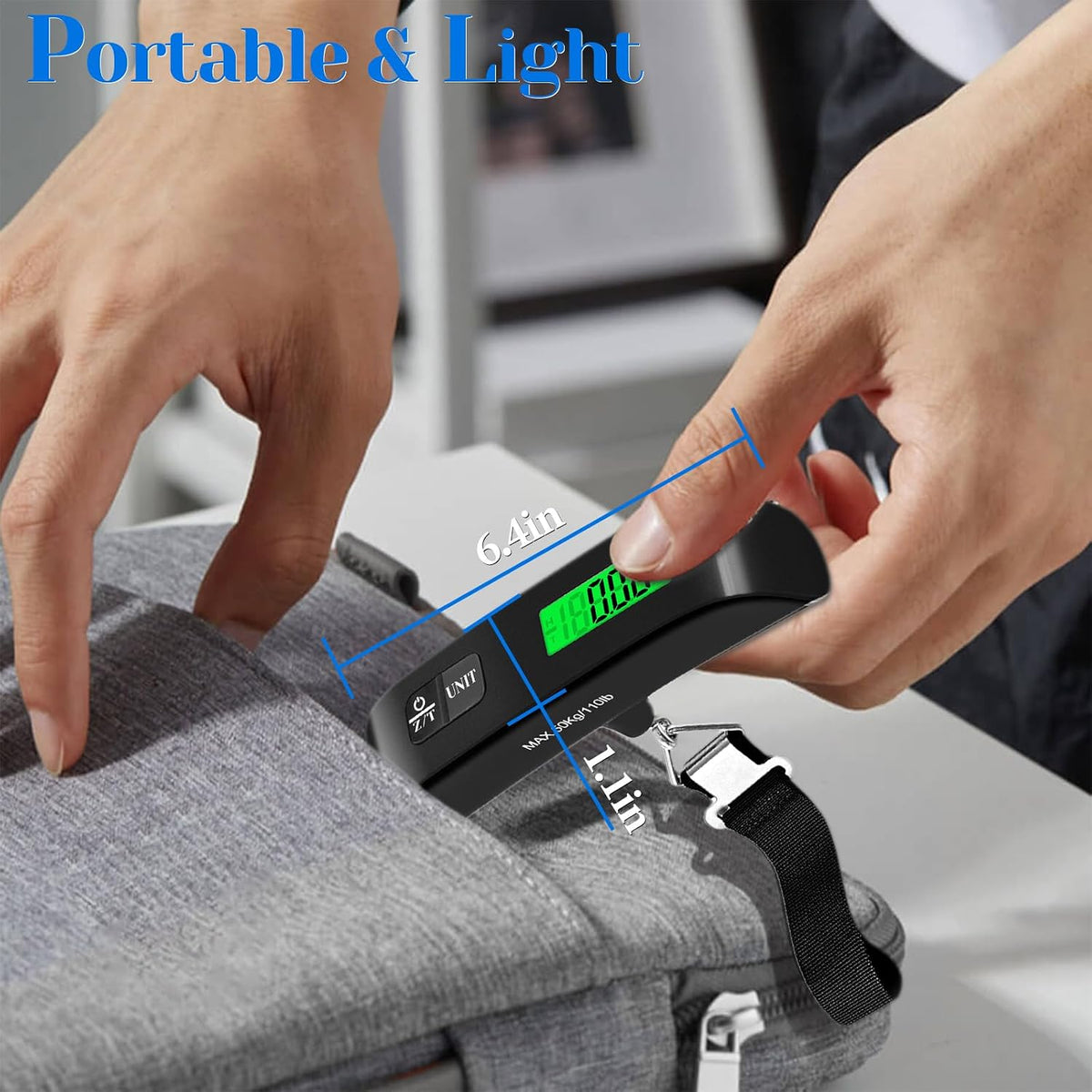 Báscula de equipaje, báscula de peso de equipaje de 110 lb con 4 fu...