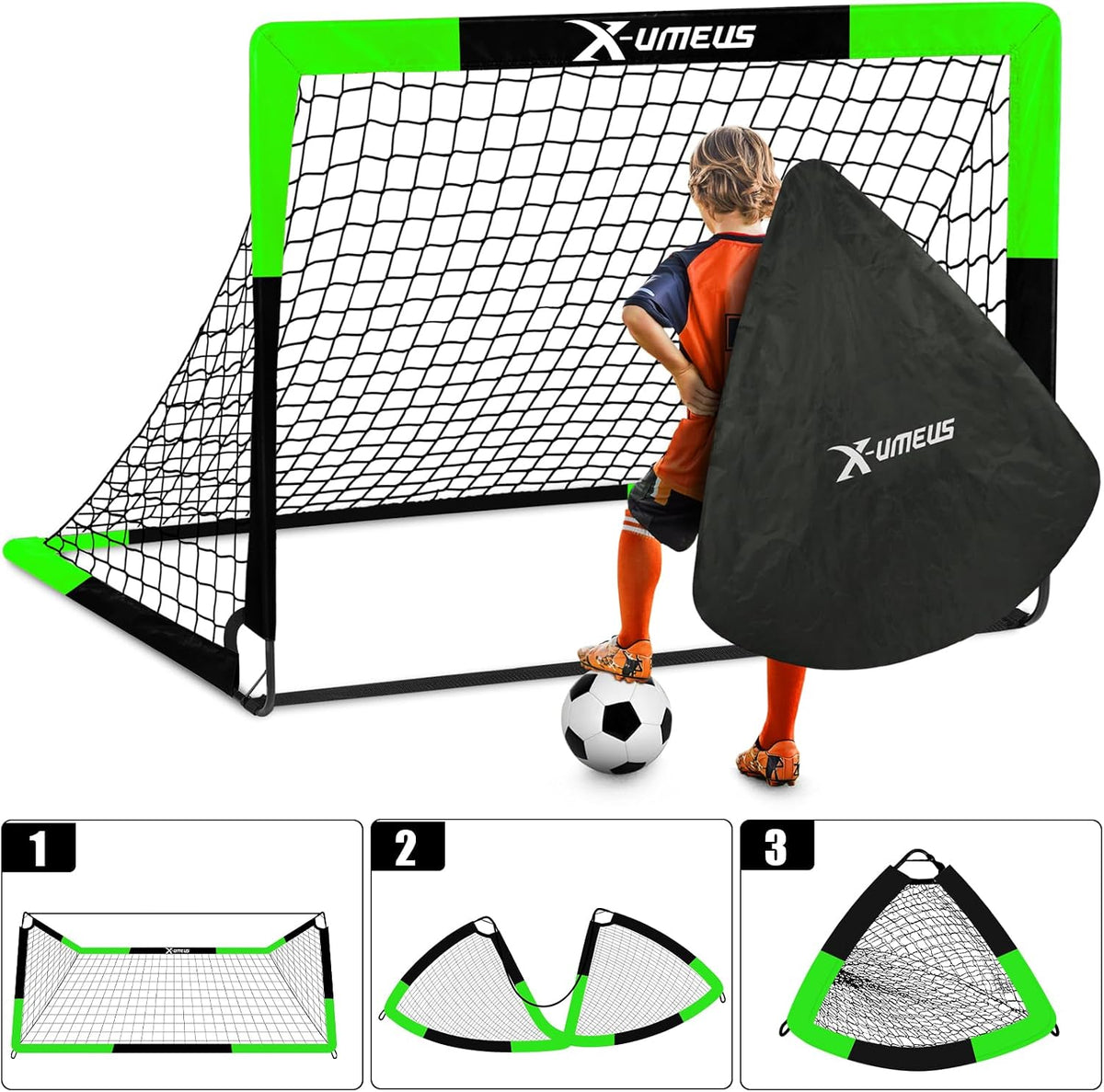 Porterías de fútbol para niños para patio trasero, juego de 2, 4 x...