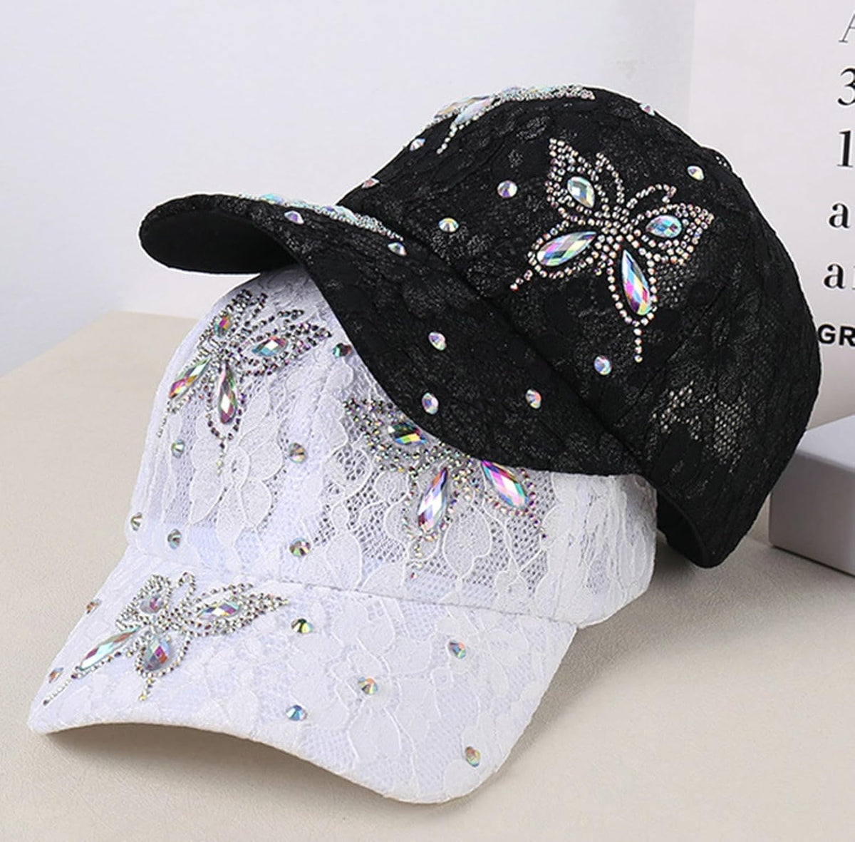 Gorra de béisbol con diamantes de imitación y lentejuelas para muje...