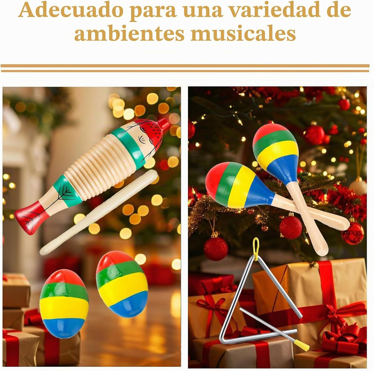 Instrumento Guiro, Maracas de madera para adultos, cocteleras de hu...
