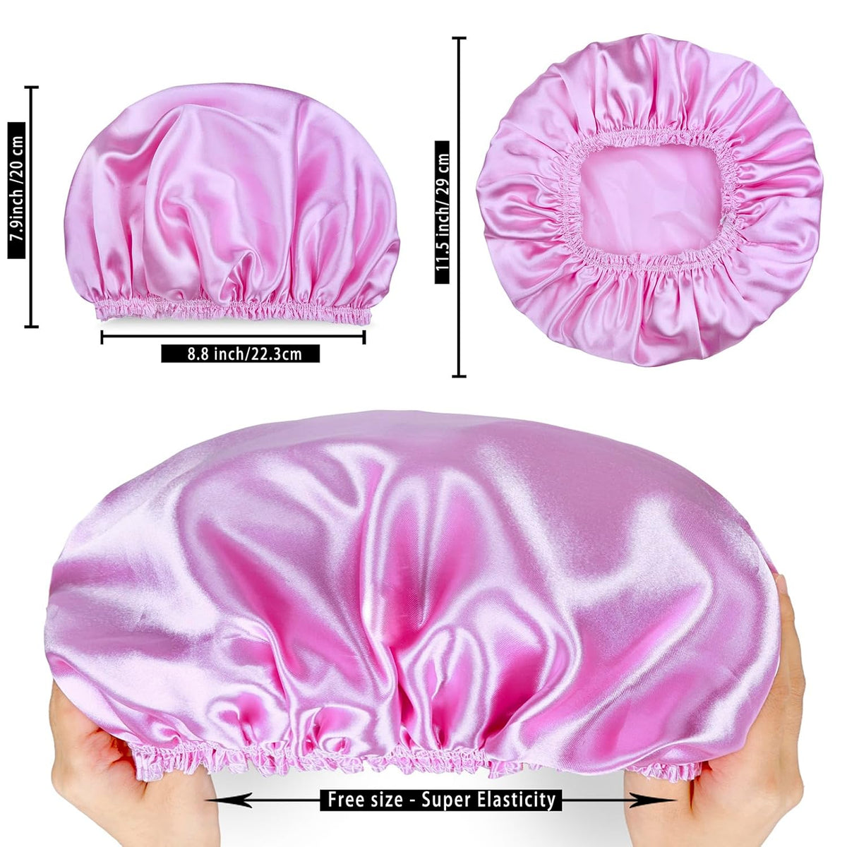 Gorros de ducha para mujer, 4 piezas de gorros de baño elásticos y...