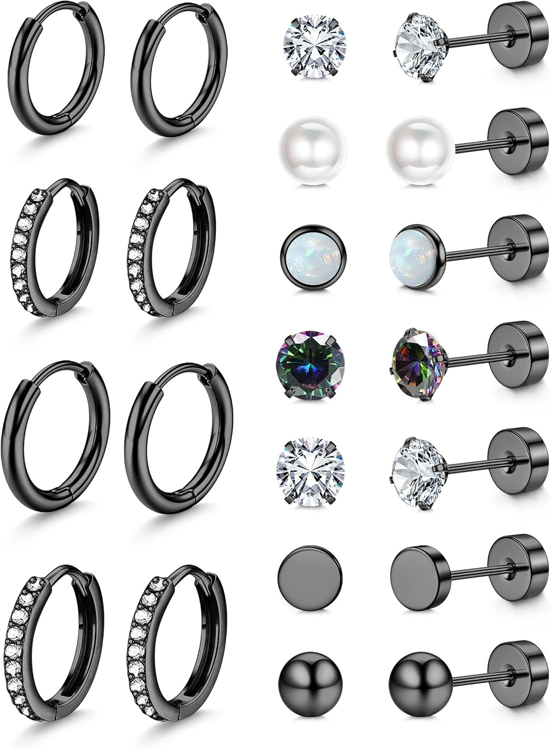 Jstyle Aretes de tuerca con aro hipoalergénicos para mujer, pequeño...
