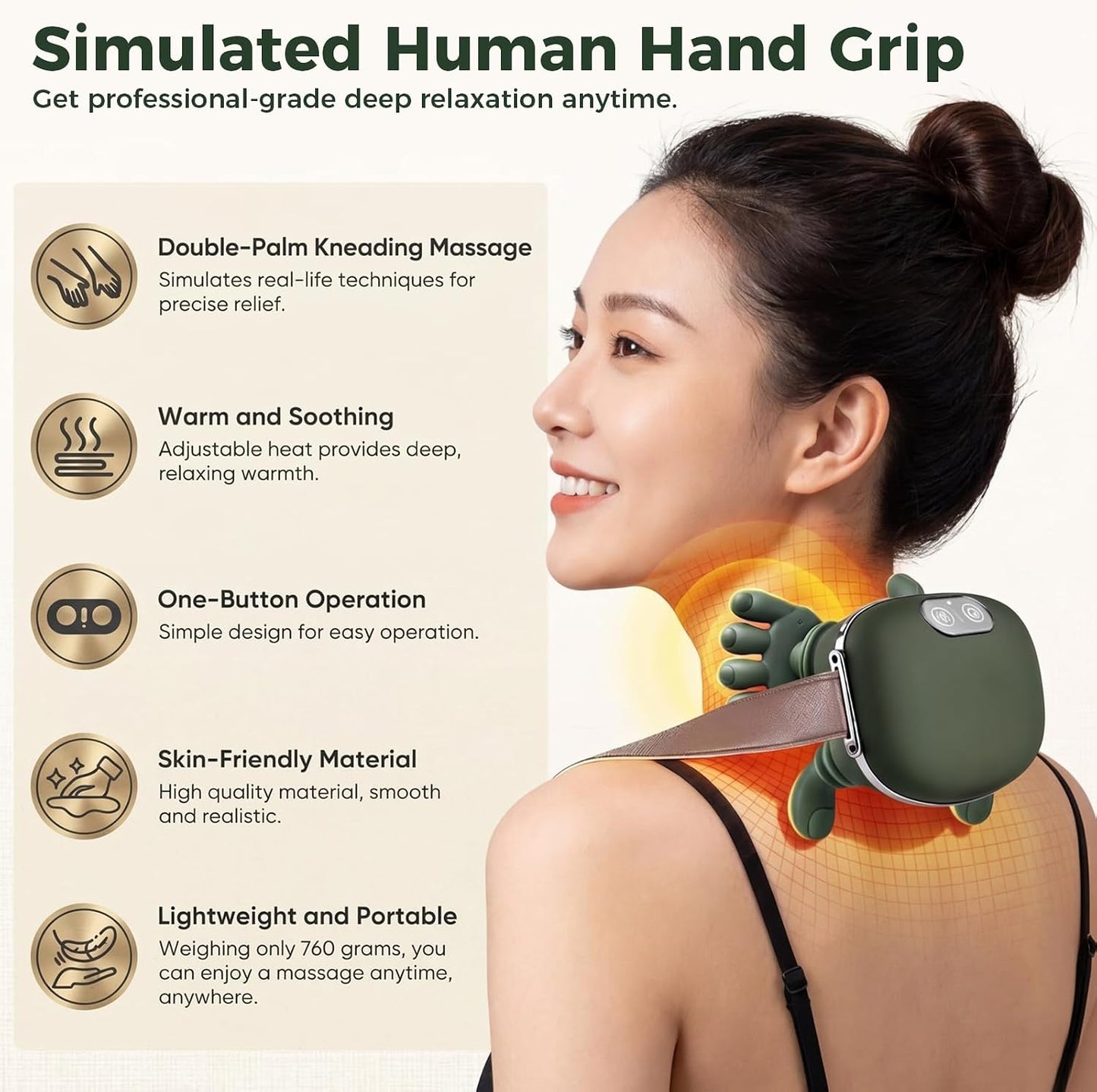 KppeX Nuevo modelo de almohada masajeadora de cuello con calor para...