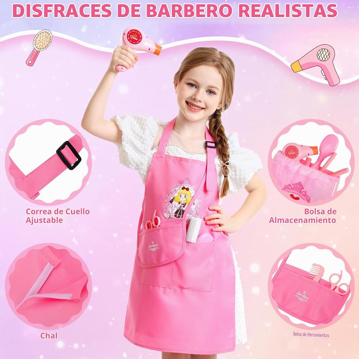 Juguetes de peluquería para niñas, juego de juguetes de maquillaje...