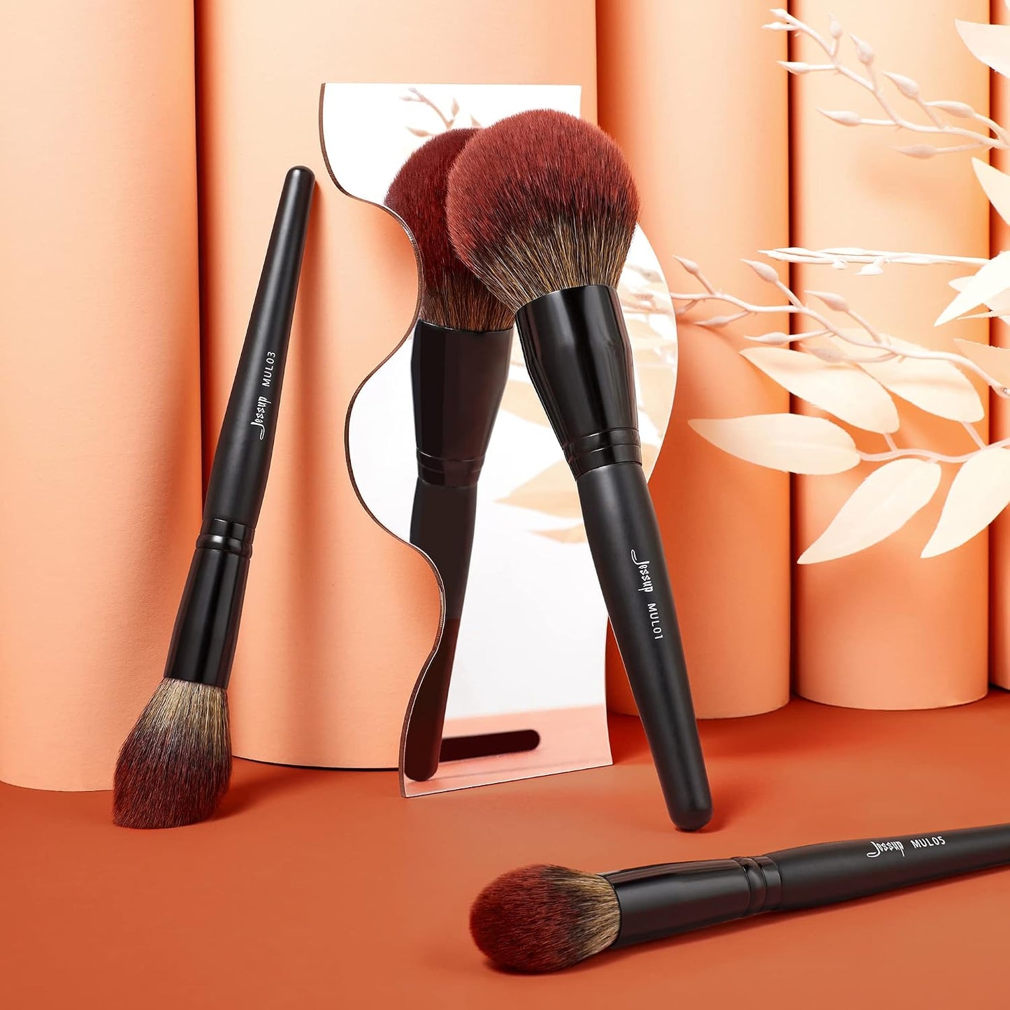 Jessup Pinceles de maquillaje facial grande, 3 piezas, cepillo de r...