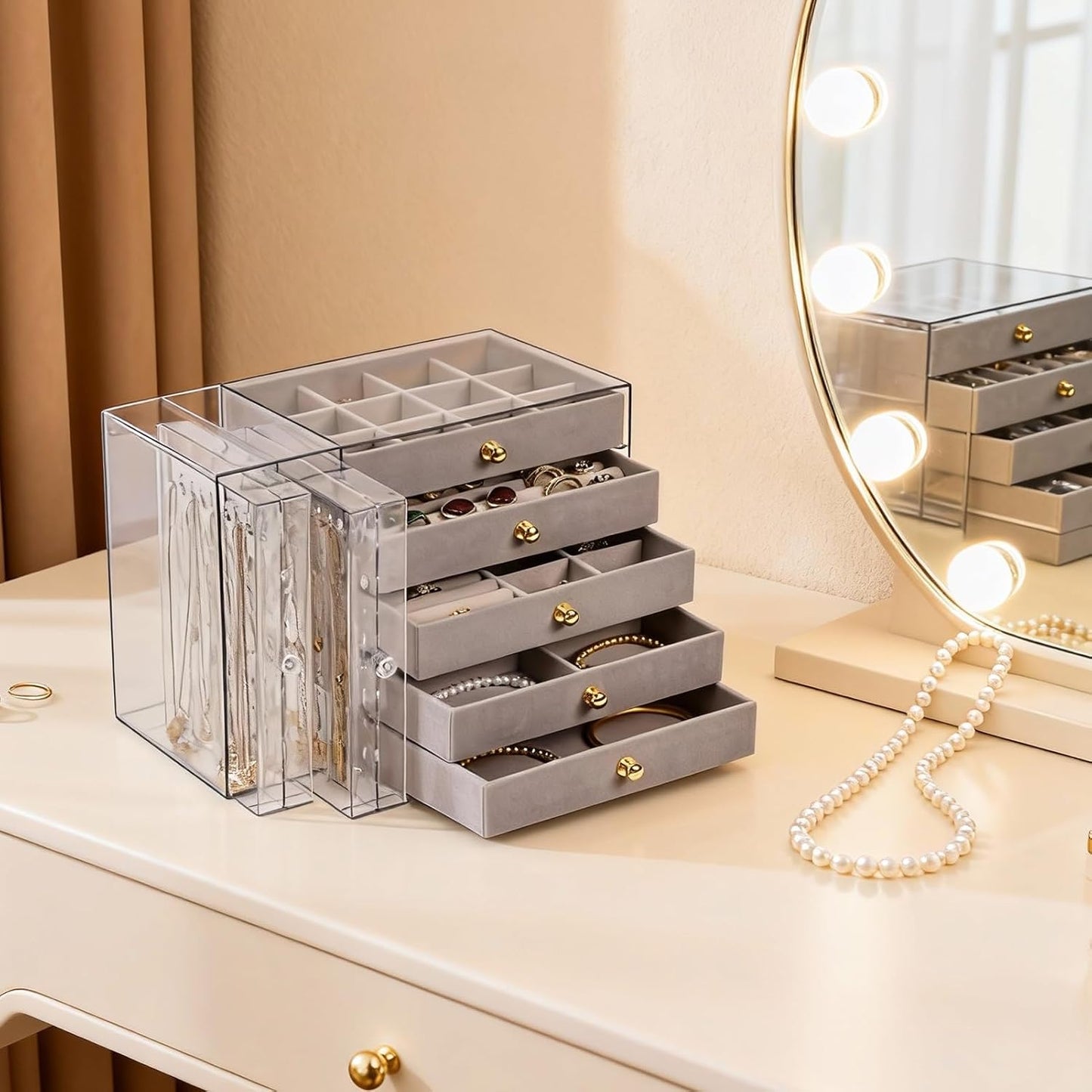 Greenfeather Organizador de joyas y almacenamiento con 7 cajones ex...