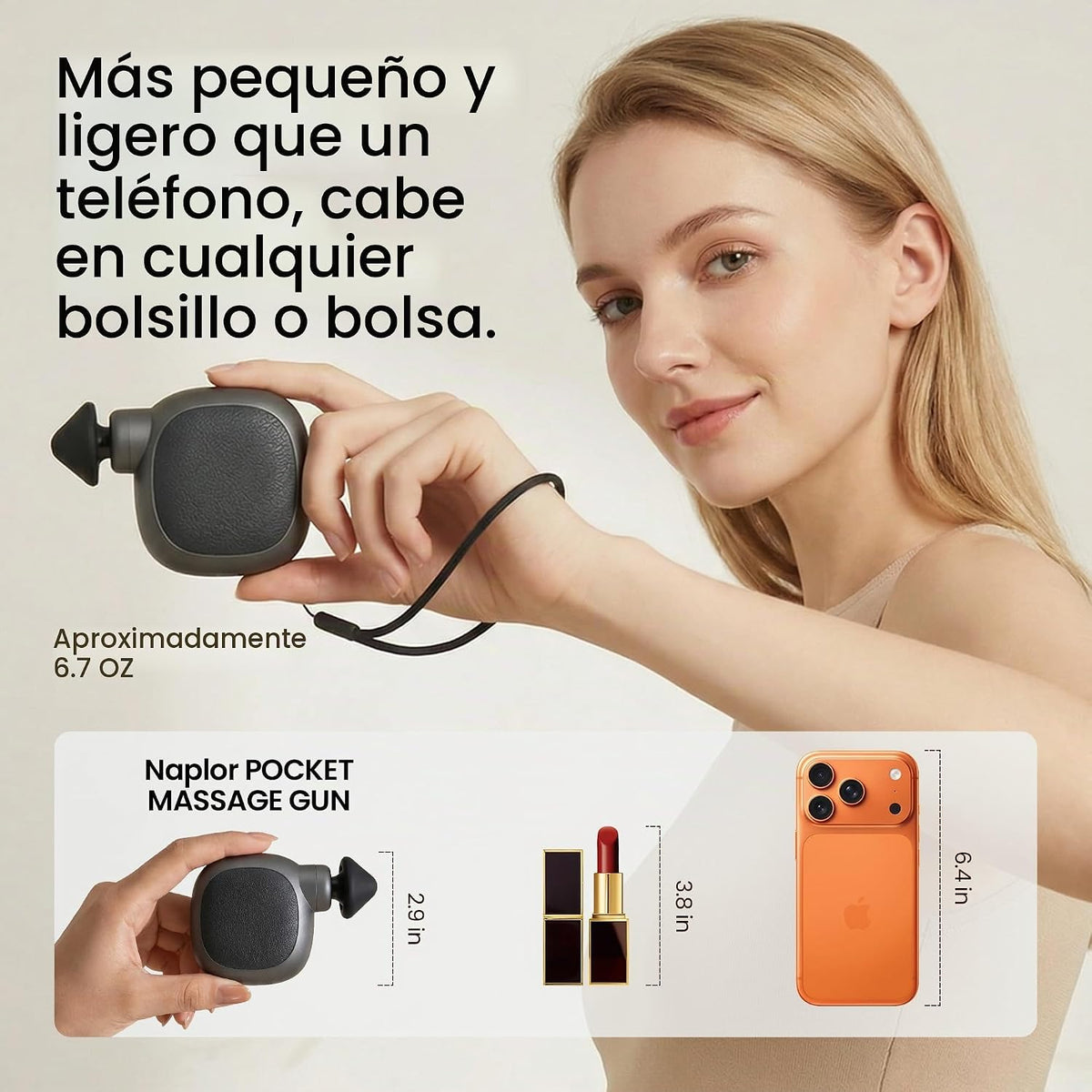 Naplor Mini pistola de masaje, pequeño masajeador muscular de mano...