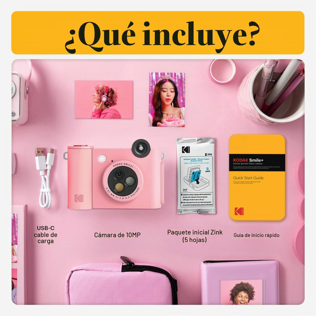 Kodak Smile+ Cámara digital de impresión instantánea 2 en 1 e impre...