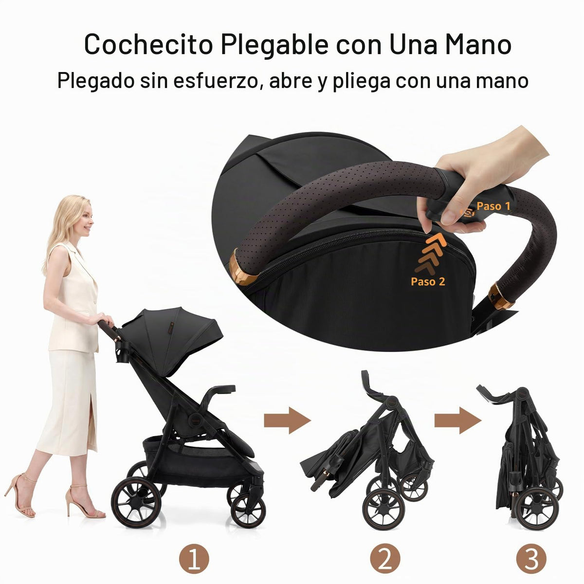 Gromast Cochecito de bebé con bandeja desmontable para aperitivos,...