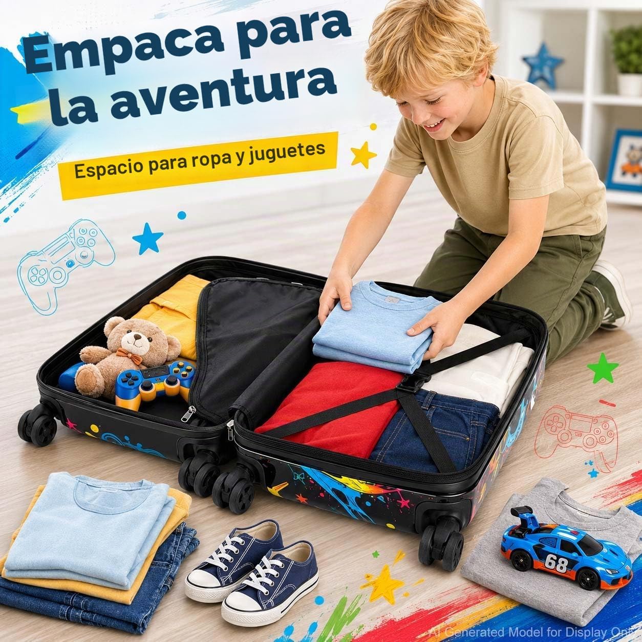 Juego de equipaje de mano ligero para niños, 2 piezas con ruedas, m...