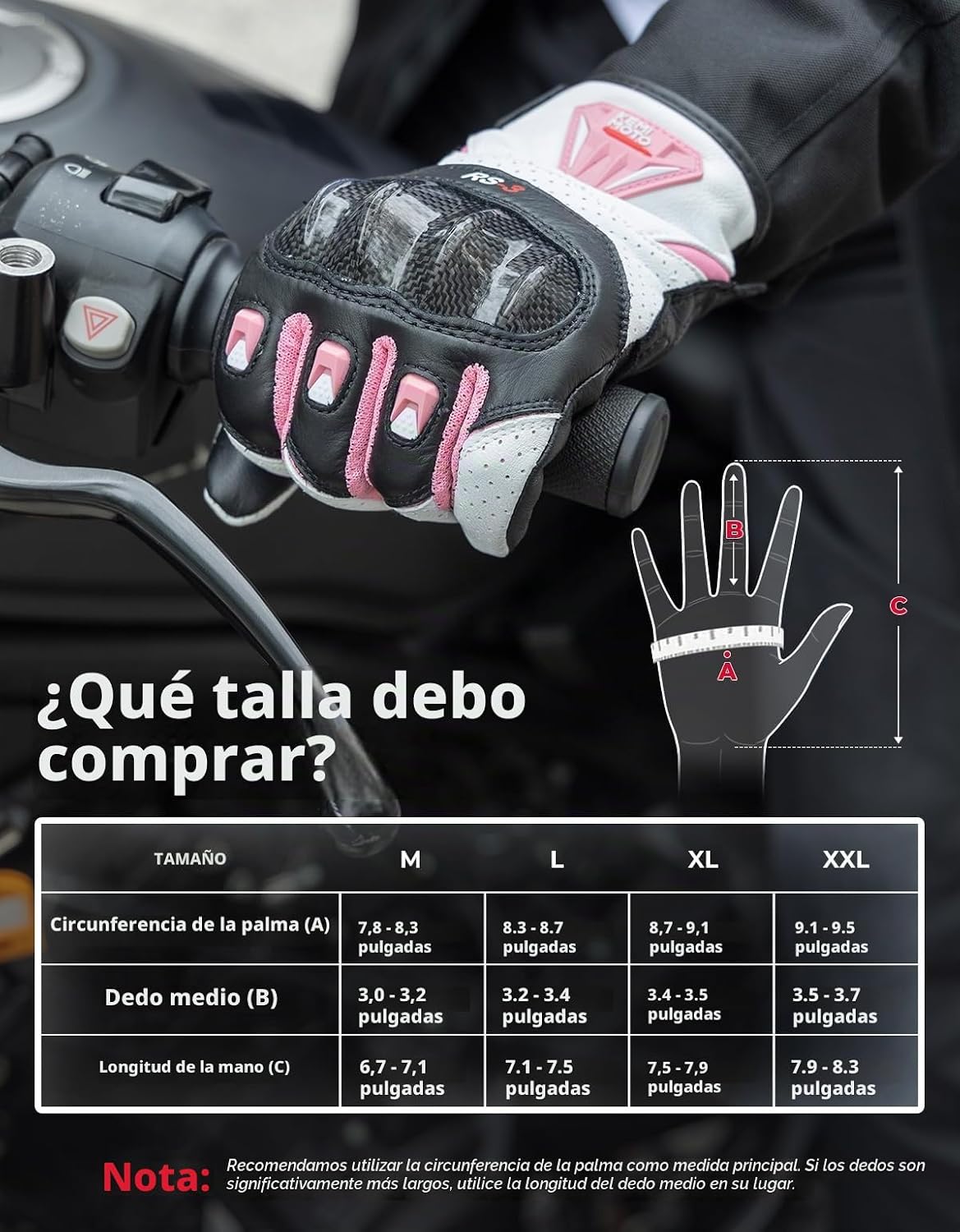 KEMIMOTO Guantes de motocicleta de piel de oveja para mujer, guante...