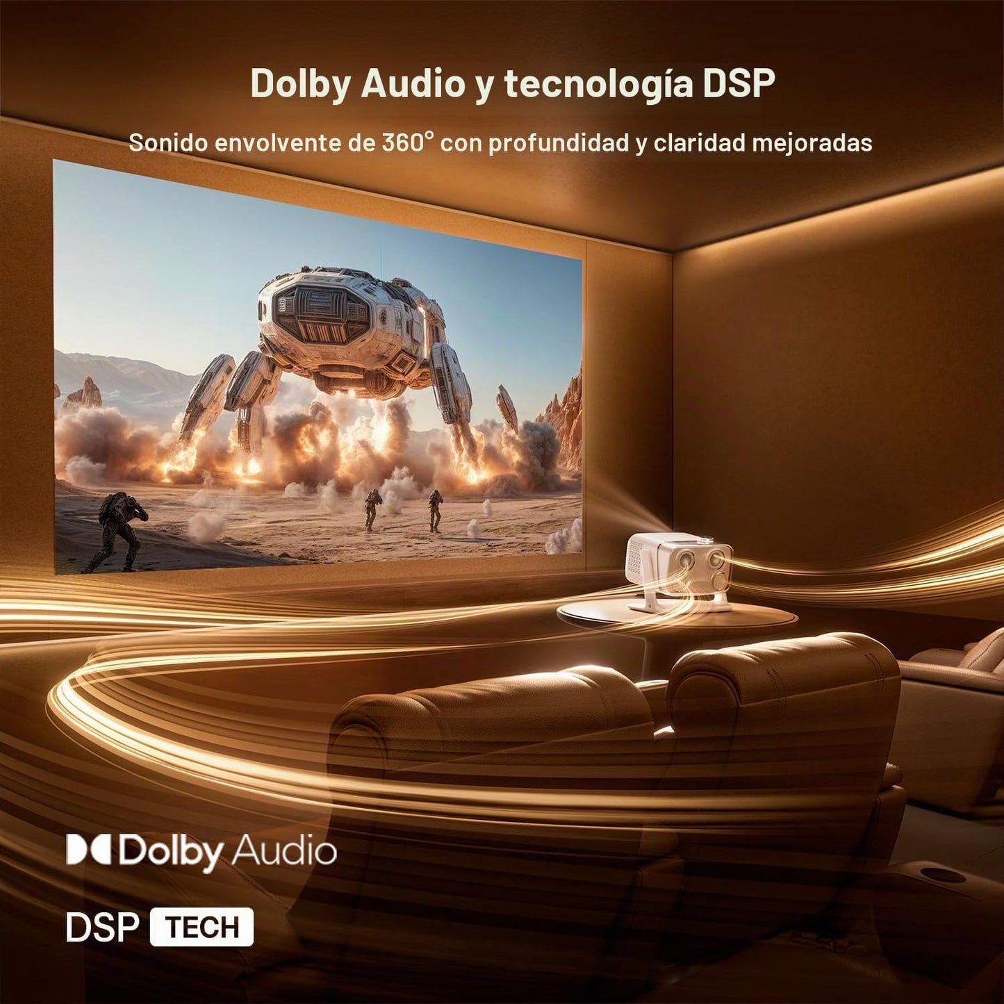 Aurzen BOOM Mini Google TV Proyector inteligente para exteriores co...