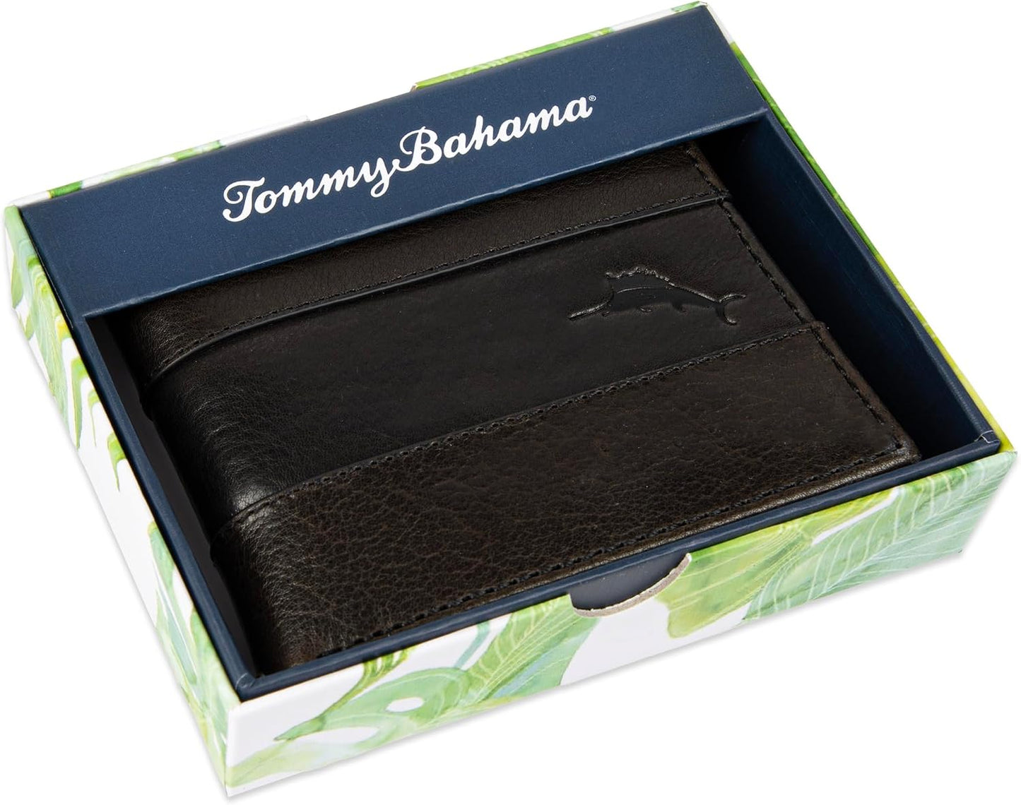 Tommy Bahama Cartera de cuero genuino para hombre con capacidad ext...