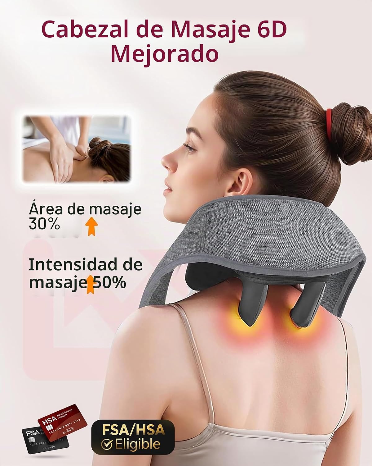 THERAZZAGGE Masajeador de cuello inalámbrico con calor - Elegible p...