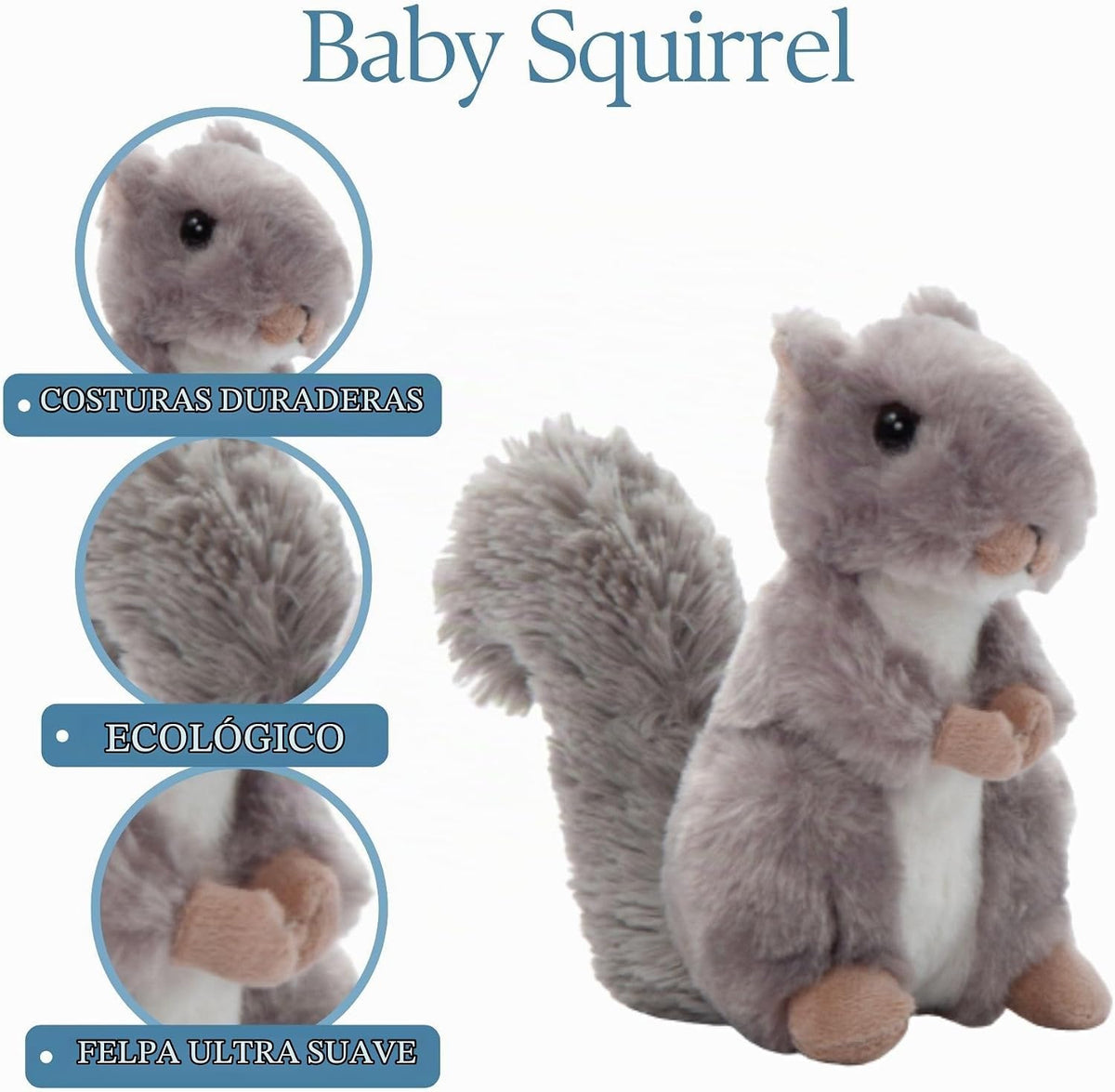 The Petting Zoo - Peluche de ardilla de juguete, regalos para niños...