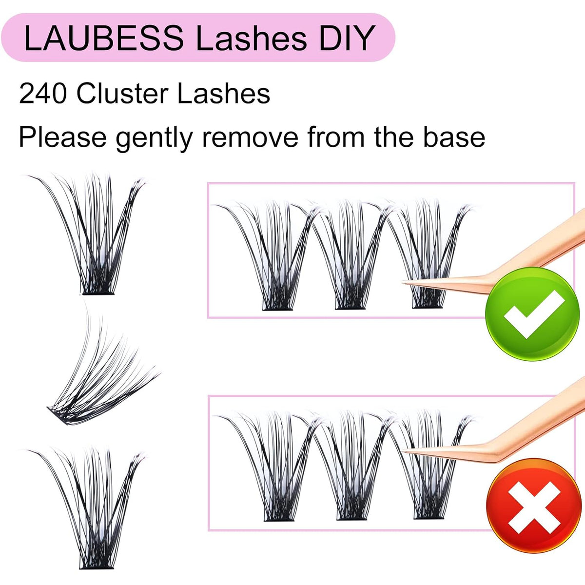 Extensiones de pestañas en racimo para colocar en casa, 240 unidade...