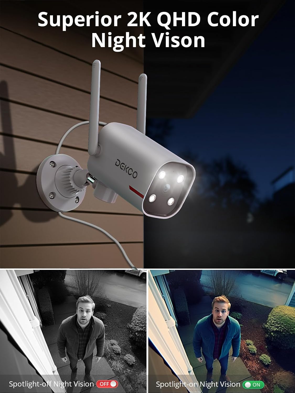 DEKCO Cámara WiFi 2K rotación panorámica 180° cámaras de seguridad...