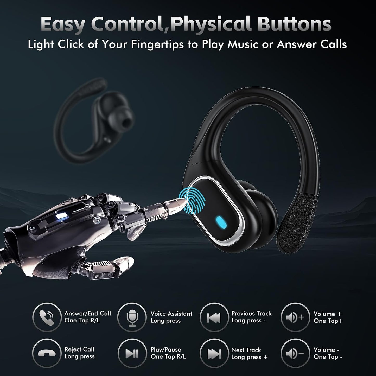 HAOYUYAN Auriculares inalámbricos Bluetooth 5.3 con reproducción de...