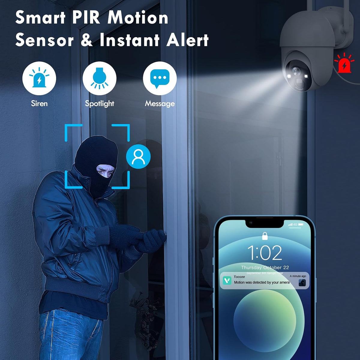 Poyasilon Paquete de 2 cámaras de seguridad solar inalámbricas para...
