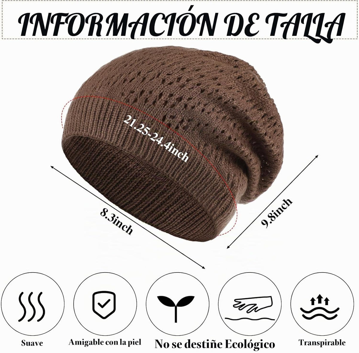 Newcotte Gorro de ganchillo holgado para mujer, hecho a mano, diseñ...