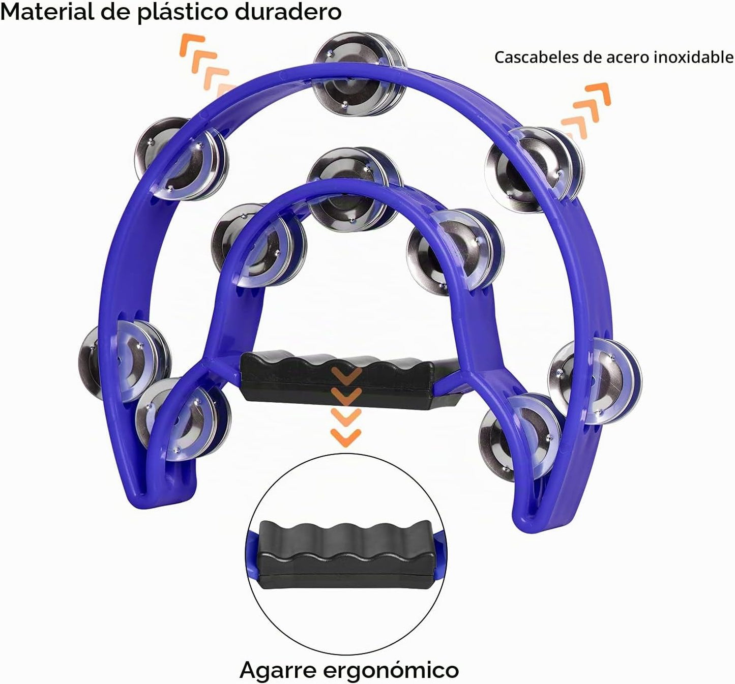 YEUIKERR Paquete de 4 panderetas de media luna de 9 pulgadas para i...