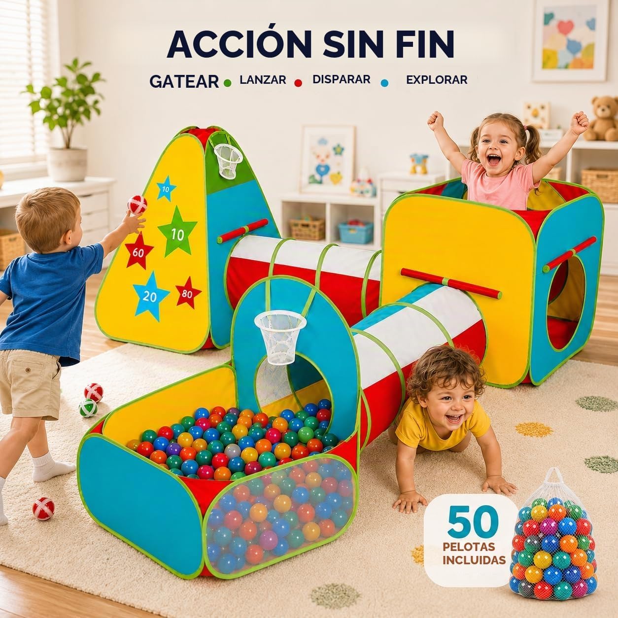 Tienda de juego de 5 piezas para niños pequeños con piscina de pelo...